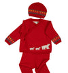 Knitted Polar Bear Red and Ivory Baby Sweater Set