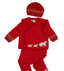 Knitted Polar Bear Red and Ivory Baby Sweater Set