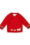 Knitted Polar Bear Red and Ivory Baby Sweater Set