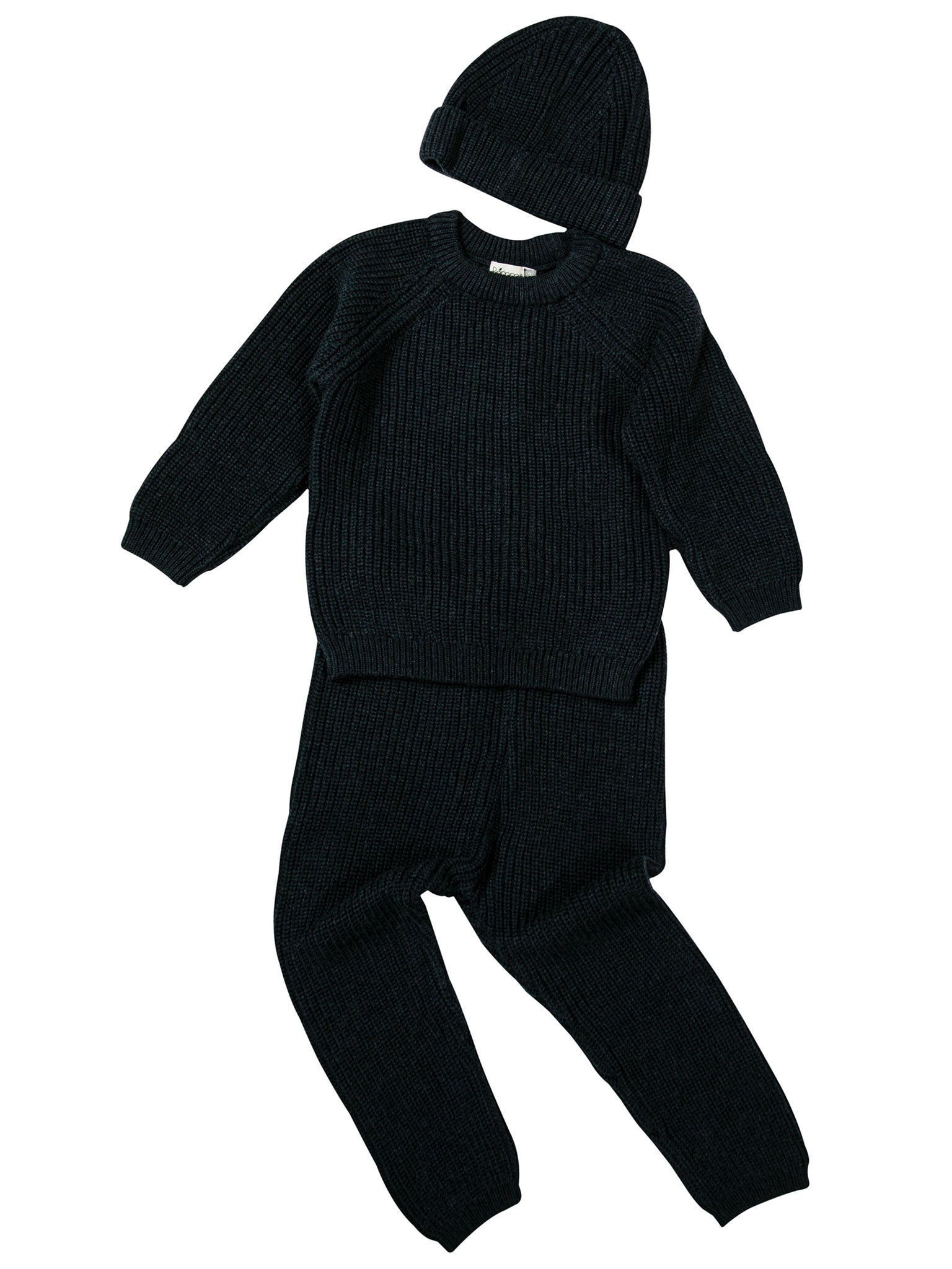 Knitted Dark Peacock Baby Sweater Set