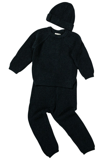 Knitted Dark Peacock Baby Sweater Set