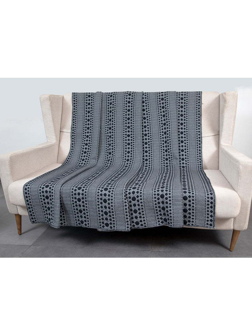 Knitted Black and Grey Quilted Blanket