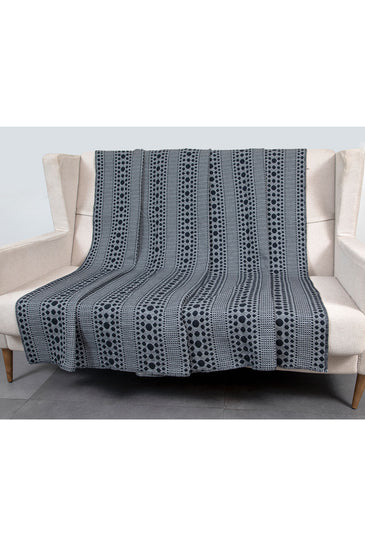 Knitted Black and Grey Quilted Blanket