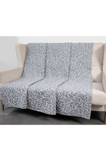 Knitted Grey and Grape Wine  Quilted Blanket