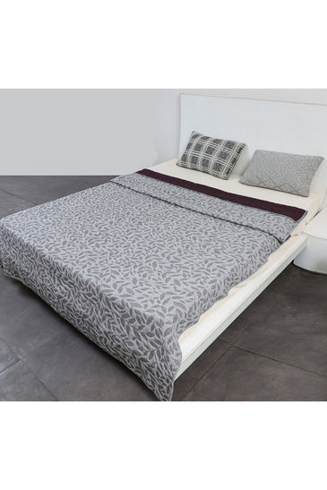 Knitted Grey and Grape Wine  Quilted Blanket