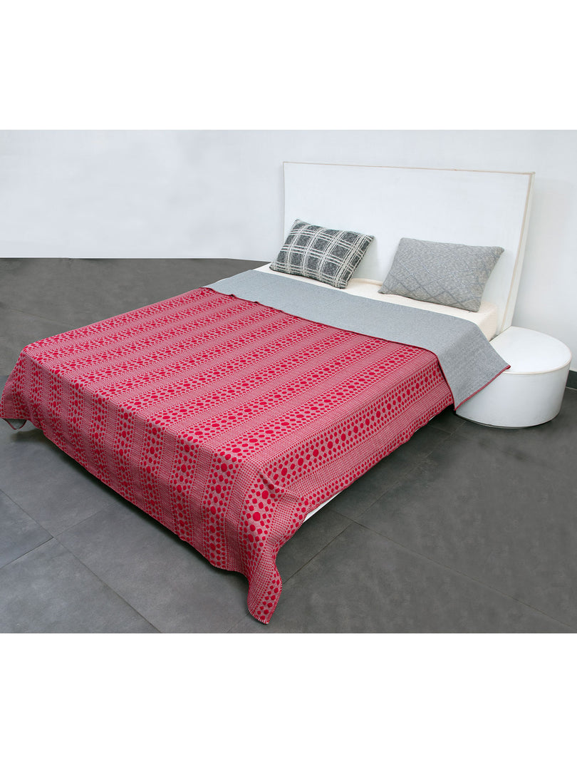 Knitted Red and Grey Quilted Blanket