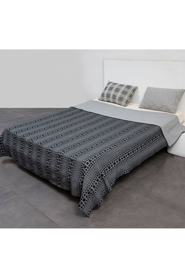 Knitted Black and Grey Quilted Blanket