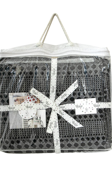 Knitted Black and Grey Quilted Blanket