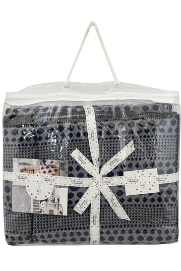 Knitted Blue and Grey Quilted Blanket