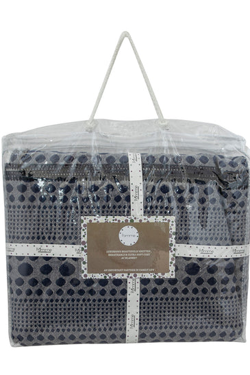 Knitted Blue and Grey Quilted Blanket