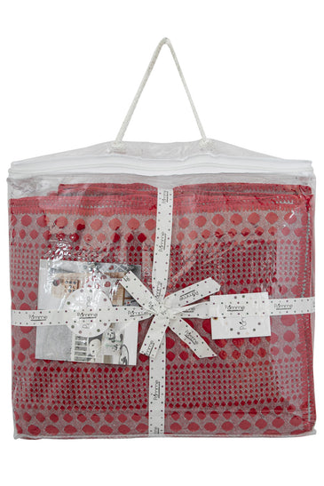 Knitted Red and Grey Quilted Blanket