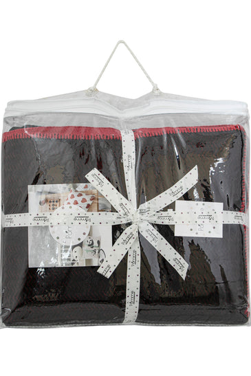 Knitted Red and Black Quilted Blanket