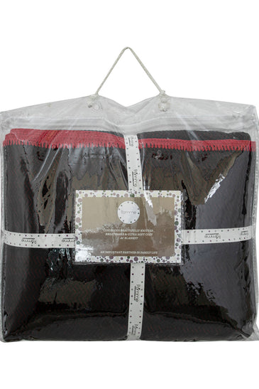 Knitted Red and Black Quilted Blanket