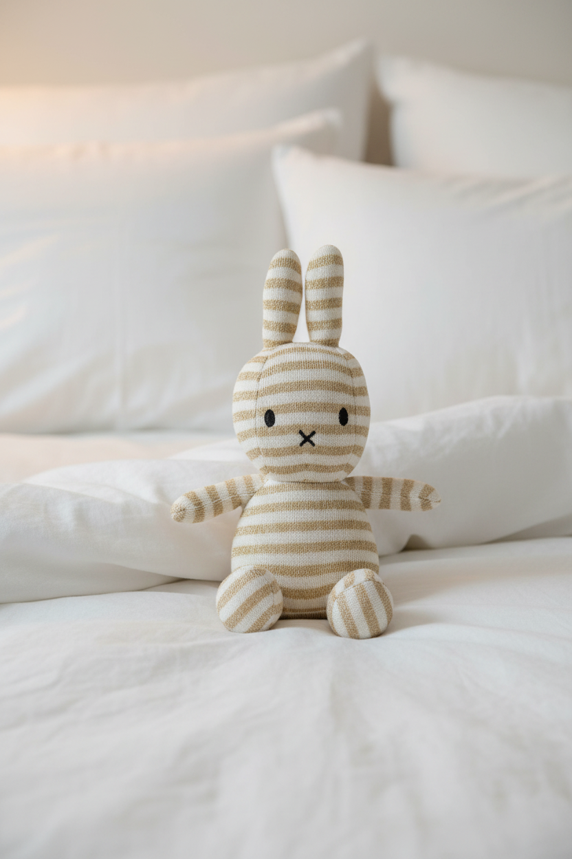Pomme Cotton Knitted Striped Miffy (Ivory)