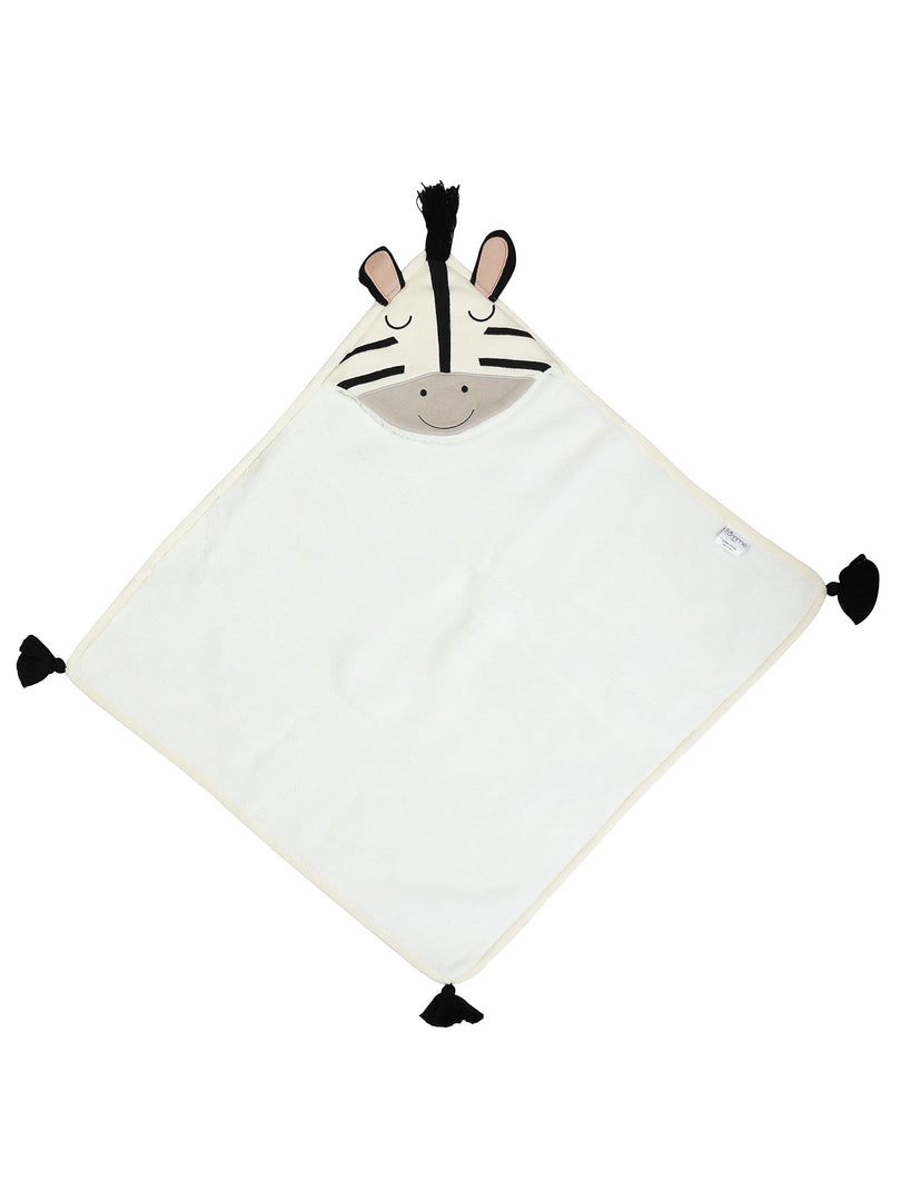 Knitted Hooded Blanket Zebra Design with Sherpa Inside