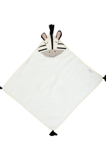 Knitted Hooded Blanket Zebra Design with Sherpa Inside