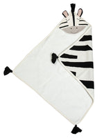 Load image into Gallery viewer, Knitted Hooded Blanket Zebra Design with Sherpa Inside