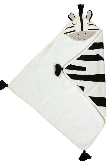 Knitted Hooded Blanket Zebra Design with Sherpa Inside