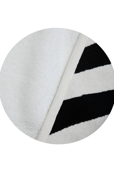 Knitted Hooded Blanket Zebra Design with Sherpa Inside