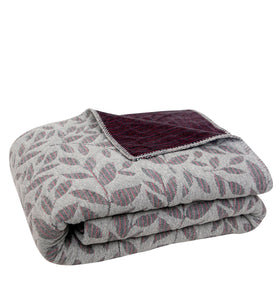 Knitted Grey and Grape Wine  Quilted Blanket