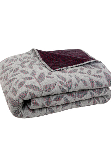 Knitted Grey and Grape Wine  Quilted Blanket