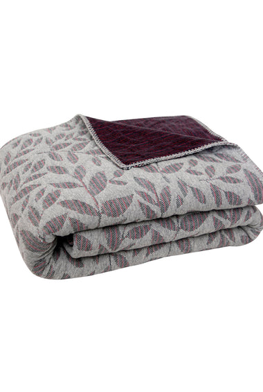 Knitted Grey and Grape Wine  Quilted Blanket