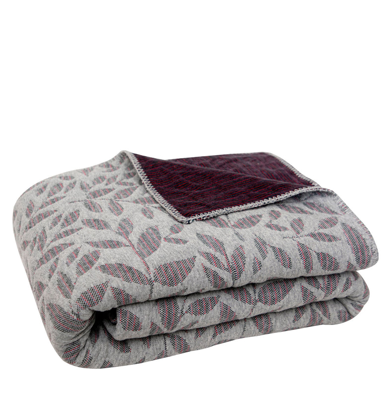 Knitted Grey and Grape Wine  Quilted Blanket