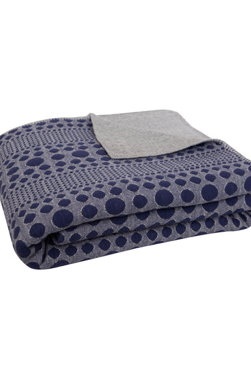Knitted Blue and Grey Quilted Blanket