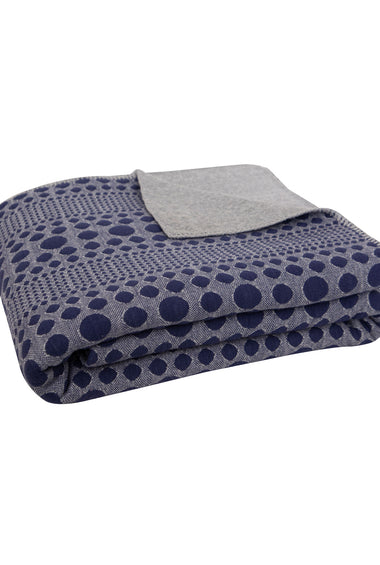 Knitted Blue and Grey Quilted Blanket