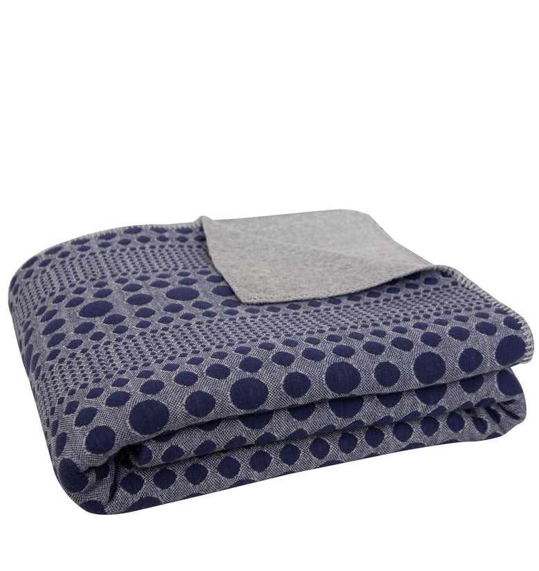 Knitted Blue and Grey Quilted Blanket