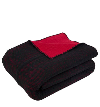 Knitted Red and Black Quilted Blanket