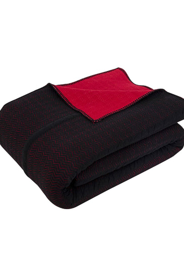 Knitted Red and Black Quilted Blanket
