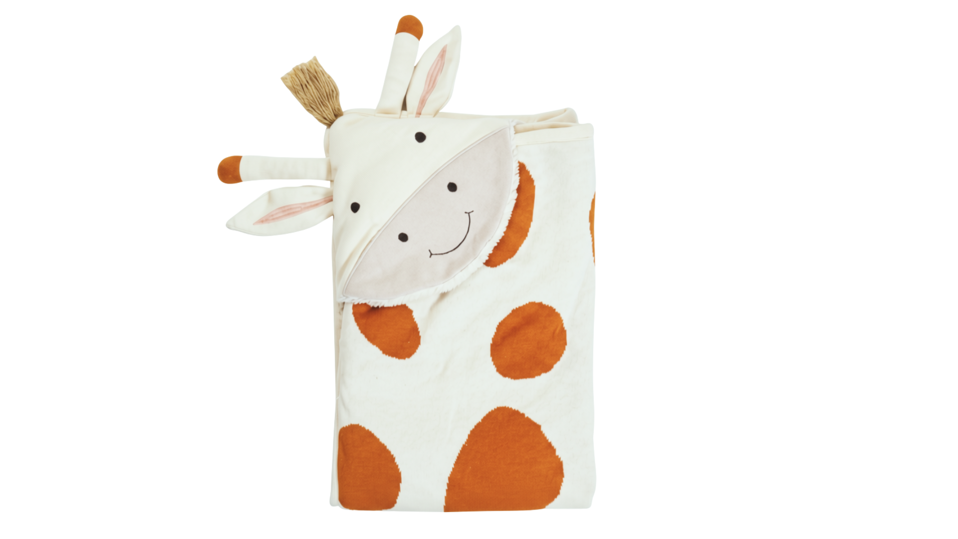 Pomme Cotton Knitted Giraffe Hooded Blanke