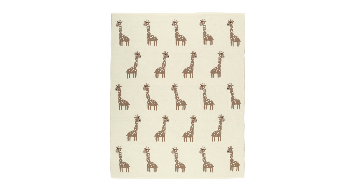 Pomme Cotton Knitted Little Giraffe Baby Blanket (Ivory & Tanin)