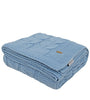 Knitted blue cable texture throw