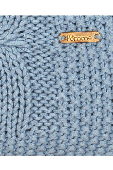 Knitted blue cable texture throw