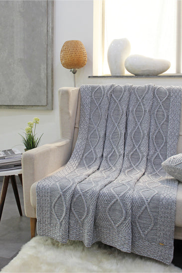 Knitted Grey Cable Texture Throw