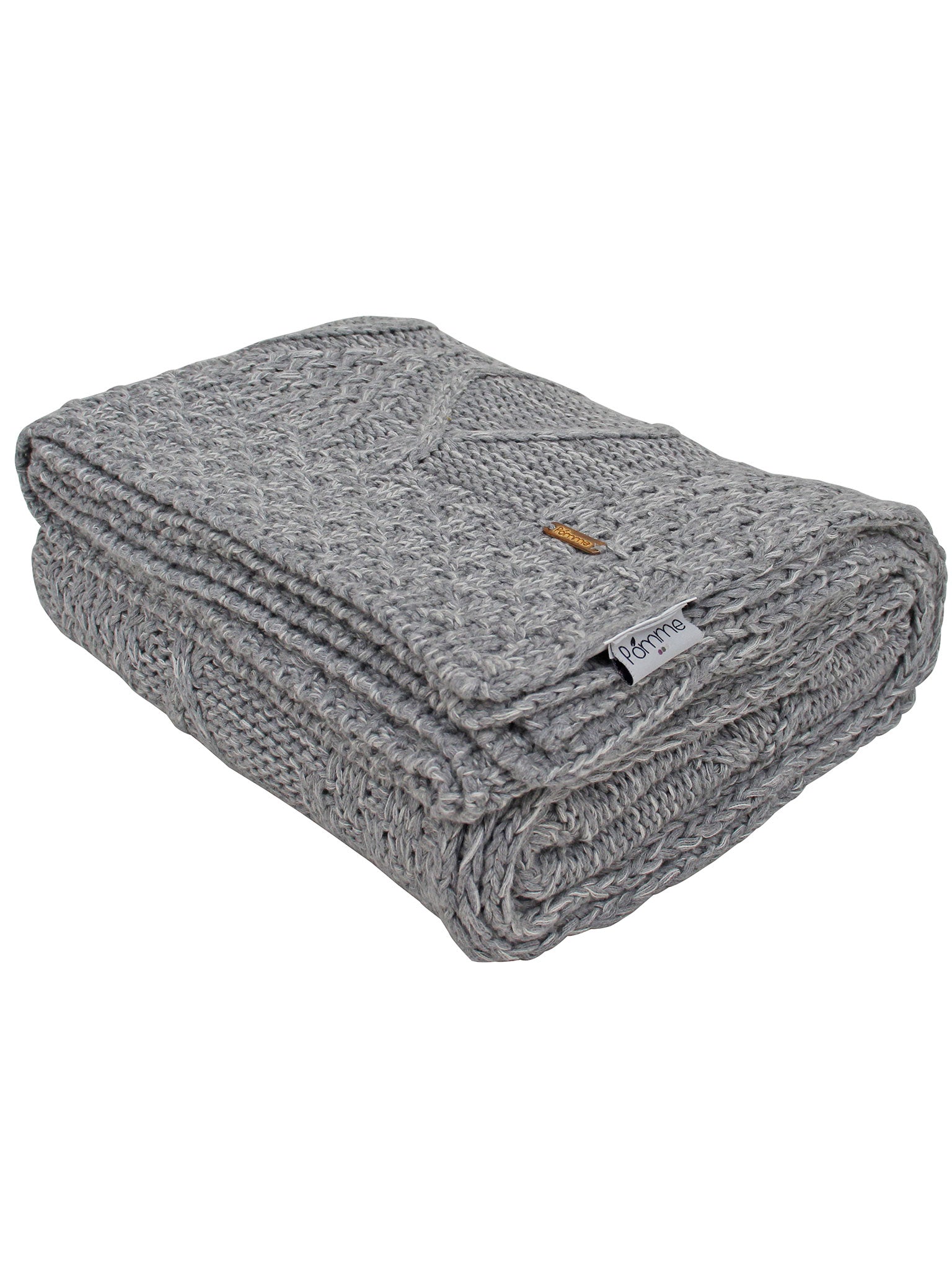 Knitted Grey Cable Texture Throw