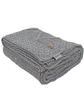 Knitted Grey Cable Texture Throw