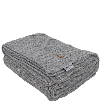 Knitted Grey Cable Texture Throw