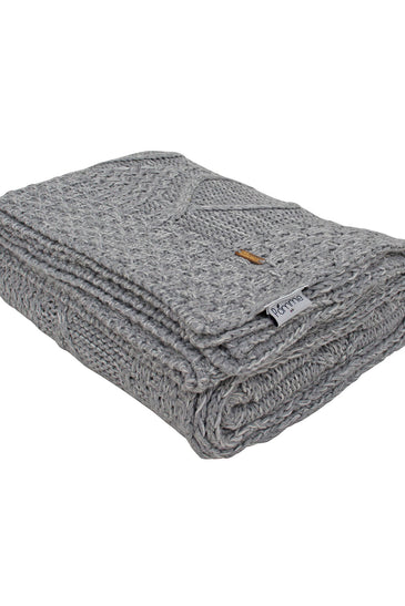 Knitted Grey Cable Texture Throw
