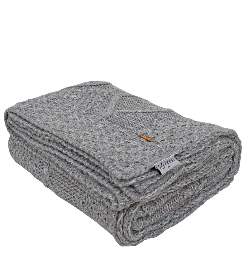 Knitted Grey Cable Texture Throw