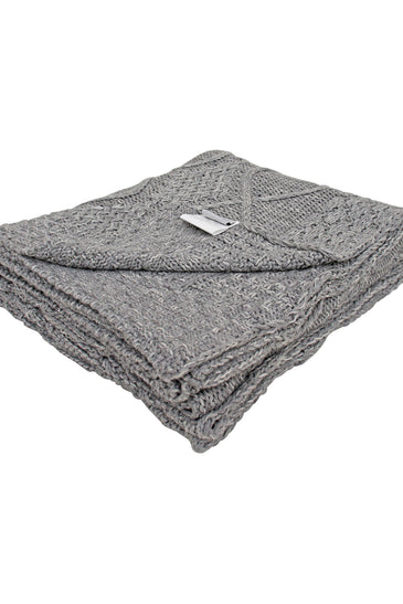 Knitted Grey Cable Texture Throw