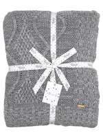Load image into Gallery viewer, Knitted Grey Cable Texture Throw