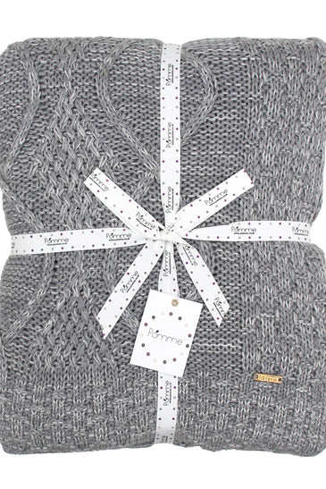 Knitted Grey Cable Texture Throw