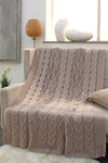 Knitted Beige Cable Texture Throw