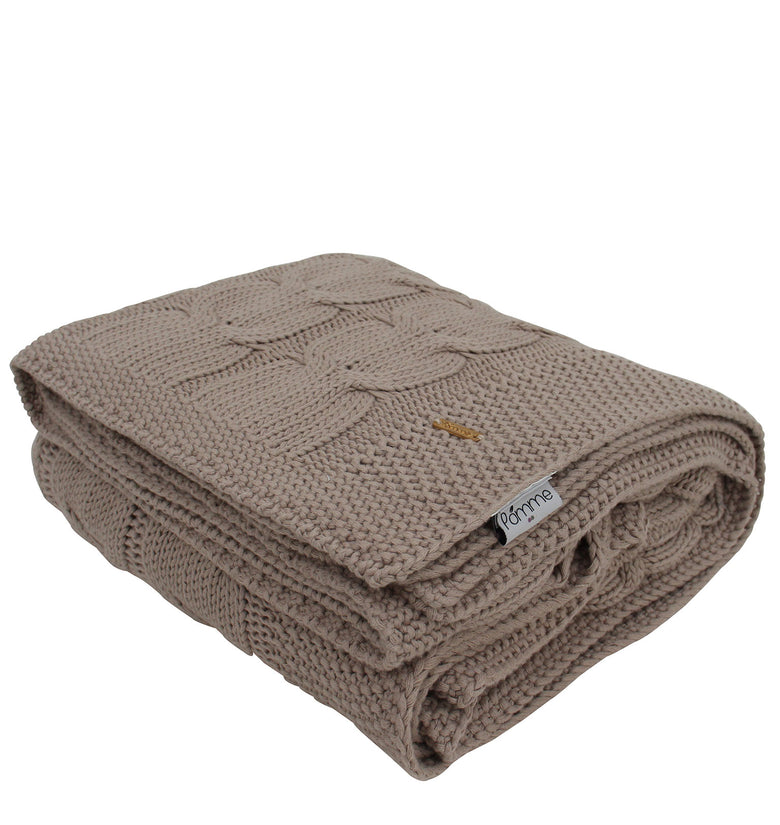 Knitted Beige Cable Texture Throw