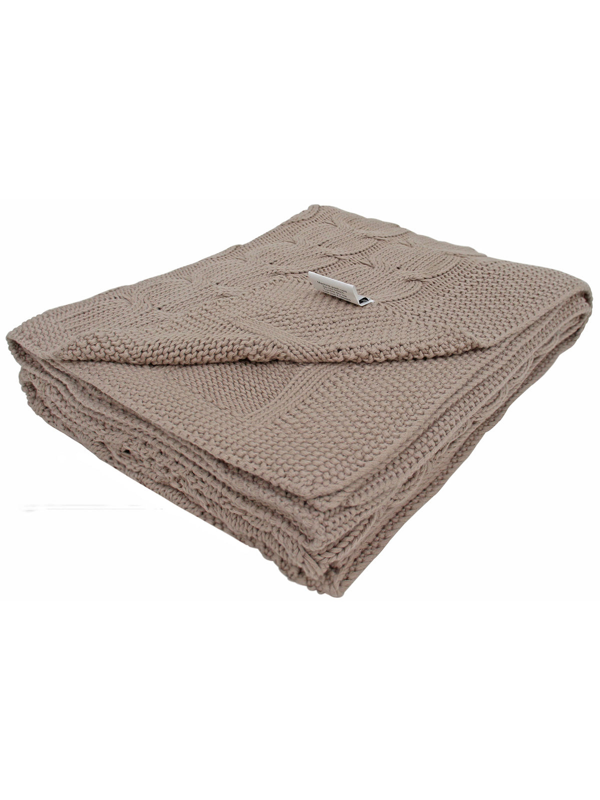 Pomme Cotton Knitted Cable Texture Throw (Beige)