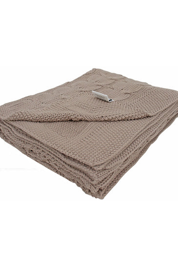Knitted Beige Cable Texture Throw
