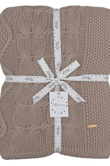 Knitted Beige Cable Texture Throw
